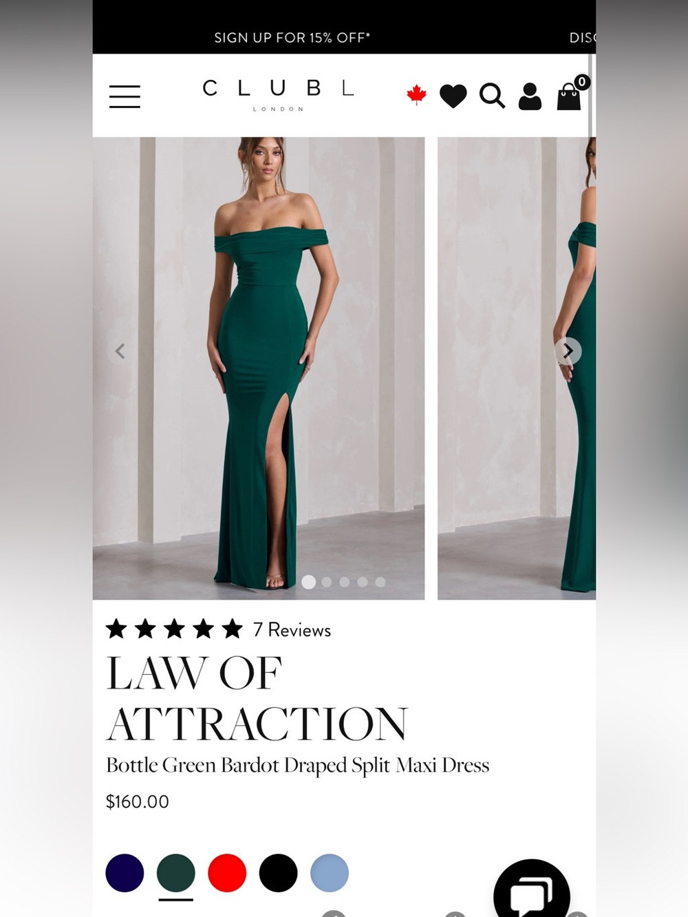Club London Dark Green Dress - Law of Attraction Bottle